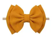 Girls Baby Waffle Big Bow Headband - Mustard Yellow