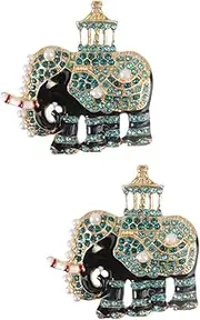 [AOKWAWALIY] Elephant Brooch Animal Brooch Pin Suit Accessory Rhinestone Inlaid Brooch Hat Accessories Classic Brooch Creative Brooch Rhinestone Lapel Brooch Suit Corsages Green Rhinestones