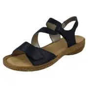 LADIES RIEKER HOOK & LOOP OPEN TOE LOW HEEL SUMMER SLINGBACK SANDALS 628J1 BLUE