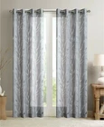Madison Park Averil 50" x 95" Sheer Burnout Bird Grommet Curtain Panel - Grey