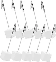 10pcs Note Clip Binder Clips Paper Clips Table Card Holders Standee Bases Note Clamp Paperclip White Paper Number Frame Pictures Holder Photo Spindle for Receipt Copy Paper Silver