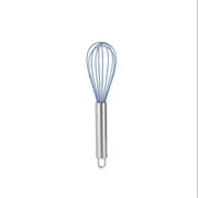 Manual Stainless Steel Handle Silicone Multi-Purpose Egg Beater Cake Cream Whisk Handheld Mixer Baking Tool (Blue, 8 Inches)