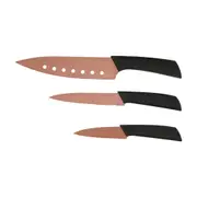3pc Innobella Copper Home Chef Non-Stick Kitchen Knife Set Dishwasher Safe