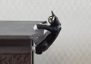Dollhouse Kitty Cat Tuxedo Black White Mischievous Climbing 1:12 Scale Miniature