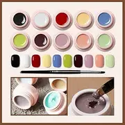 Solid Cream Gel Nail Set Nail Brush Gel Paint for Nails Art UV Gels Polish white gel nail polish kit Nude Neon Black gel polish set For Nail Polish Gel Nails Hand Painting Gel For Nail Art