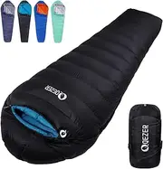 QEZER Down Sleeping Bag for Kids Adults [ -2~7℃ / -8~0℃,1360g / 1560g ] Ultralight Winter Sleeping Bag 0 Degree for Cold Weather Camping, Hiking and Backpacking Outdoor