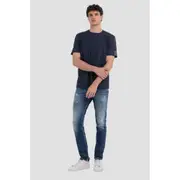 Replay Mens Basic Tee Shirts Jersey T-Shirt w/ Print Blue