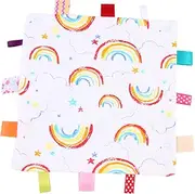 Abaodam Baby Towel for Newborns 25cm Knitted Comfort Blanket Colorful Taggy Security Blanket