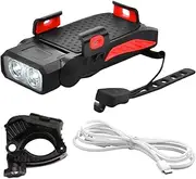 Phone Holder Bike Lights,Night Riding Safety Light with Sound - Shockproof Powerful Handlebar Lighting for Adults Professionals Beginners