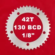 MOJO Fixed Gear Chainring 42T - 130 BCD Track Fixie single speed 1/8" - SILVER