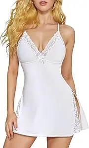 [Oberitiny] Sexy Women's Lingerie Modal Nightwear Spaghetti Strap Nightgown Babydoll Chemise