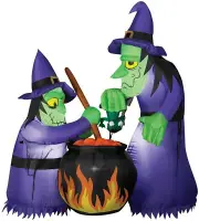 Halloween Inflatable TWO WITCHES & BREWING CAULDRON 6Ft AIRBLOWN Yard Prop Décor