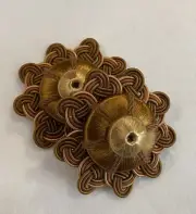 HOULES COPPER GOLD & RUST "ANTICA" FRENCH PASSEMENTERIE ROSETTE TRIM FRINGE