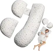 Oskeray Pregnancy Pillow for Sleeping, Maternity Pillow Support for HIPS, Backs, Legs, Maternity Pillow with Detachable and Adjustable Pillow Cover