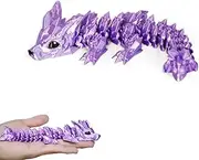 HiesDeosn 3D Printed Wolf Dragon Fidget Toy, Articulated Sensory Dragon Lover Gift，Smoky Purple