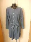 Eileen Fisher M Mandarin Collar Dress Org Cotton Drapey Denim NWT $208 Blue Star