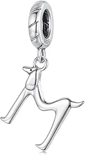 [FLORLINA] Dachshund Letter M Pendant Charm 925 Sterling Silver Charm Fits Pandora Bracelet Necklace