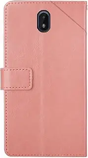 Compatible with Nokia C01 Plus 4G Cover,Compatible with Nokia C1 2nd Edition 4G PU Leather Card slot Magnetic Closure Flip Kickstand Pink