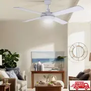 Devanti 52'' Ceiling Fan AC Motor 4 Blades with LED Light & Remote Control-White