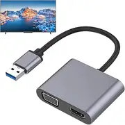 USB to VGA Converter,Monitor USB to VGA Cable Projector TV Adapter - Entertainment Display Video Cord Laptops Tablets Solution for Movies, Meetings