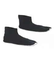 Japanese Unisex Kimono Geta Flip Flops Sandals Nylon Tabi Socks (BLACK, MEDIUM)
