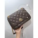 全新正品 TB包 TORY BURCH 石頭灰色羊皮 WILLA 大款28CM 翻蓋鏈條包 菱格紋