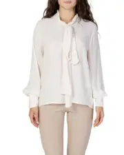Sandro Ferrone Long Sleeve Tie Neck Blouse Women White