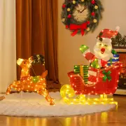 CostwayLighted Christmas Santa Claus and Reindeer with Sleigh
