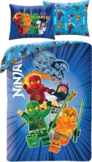 Lego Ninjago Kids Mini-Fig Licenced Polyester Quilt Cover Set - Single Bed Size