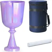 432Hz Handhold Crystal Singing Bowl with Carrying Case & Suede Mallet, Grail Chalice Sound Bowl for Sound Healing Chakra Balancing, Purple Color(F Note,7 inch)