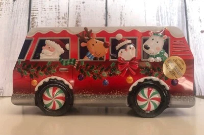 Cookie Biscuits Tin Christmas Campervan Jar Gift Collectable Refill Box