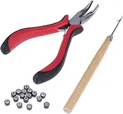 DECOMELODY 3Pcs Hair Extension Tool Kit with Plier and Pulling Needle Professional Micro Rings Accessory for Salon and Home Hair Styling