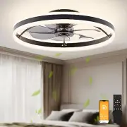 Low Profile Ceiling Fans with Lights and Remote, 23.6In Flush Mount Ceiling Fans