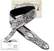 Walker & Williams SF-03 White & Black Textured Snake Pattern Guitar Strap wit...