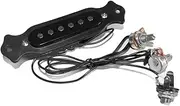 Guitar Copper Single Magnetic Coil Noisel Acoustic Guitar Pickup with Volume Tone Control with Knobs Mounting Screws Set Black One Size