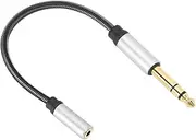 POENVFPO 6.5 Male to 3.5 Female Spring Aluminium Alloy Cable for DVD Power Amplifier TV for RCA AudioVideo Interface Universal (3.5 Female to 6.5 Male 0.15 Meters)