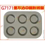 ◎超級批發◎三箭牌 G7171 2.5吋 金不沾中圓形烤盤 65MM 蛋糕模 餅乾模 布朗尼 布丁 6連