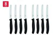 Victorinox Steak & Tomato Knife Pistol Grip 11cm Black Set x 8 Knives