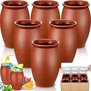 6 Pcs 35 oz Cantaritos De Barro Mexicanos Large Cantaritos Shooters Pottery Cocktail Glasses for Margaritas Mojitos Mexican Mexicanos Cocktail Cups