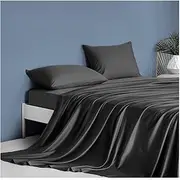 1000TC Egyptian Cotton Sateen Sheet Set - Anti Pilling - INCL- Flat Sheet, Fitted Sheet, Pillowcase (Black, Queen)