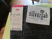 Levi's 28x30 Silvertab Stay Loose Jeans Black Adjustable Waistband Straight Leg