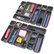 22 Pack Desk Drawer Organizers,Interlocking Junk Drawer Gray 22 pack