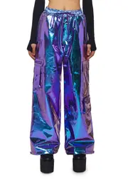 [Club Exx] Cosmic Snowboarder Metallic Baggy Pants