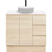 CIBO 900mm Coast Veneer Nordic Full Height Bathroom Vanity with Light Grey / White Countertop Basin