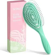SHINLEA Detangle Hair Brush Anti Tangle Hair Brush, Detangling Wet & Dry Hair Brush Spiral Hairbrush for Women, Men, kids, Glide Through Tangles For All Hair Types (Green)