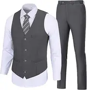 [SISAVE] Men's Suit 2 Pieces Slim Fit Dress Vest and Pants Set Prom Suits for Mens Formal Wedding Party Tuxedo