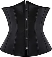 [Generic] Women's Underbust Corset Top Satin Floral Lace Up Corset Cincher