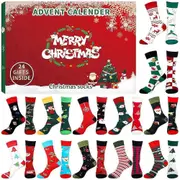 2024 Novelty Socks Christmas Advent Calendar, Xmas Countdown Funny Sock Set Blind Box Gift for Adults