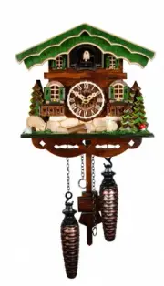 Quartz Cuckoo Clock Black forest house EN 354 Q NEW