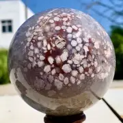 1.88LB Natural Sakura Flower Agate QUARTZ Sphere Crystal Ball Healing
